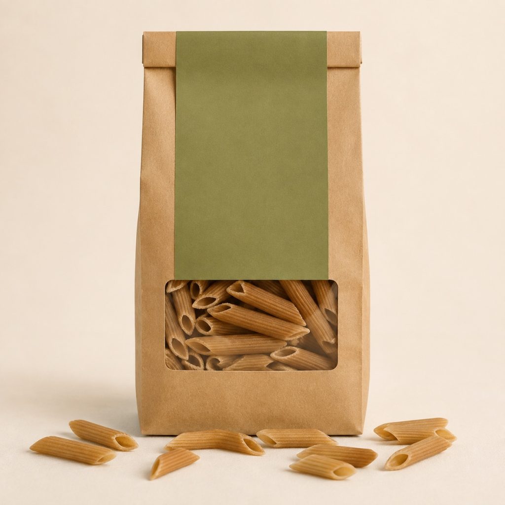 Confezione di penne integrali biologiche con penne sparse